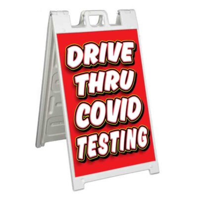 DRIVE-THRU VIRUS TESTING Signicade 24x36 Aframe Sidewalk Sign Banner Decal