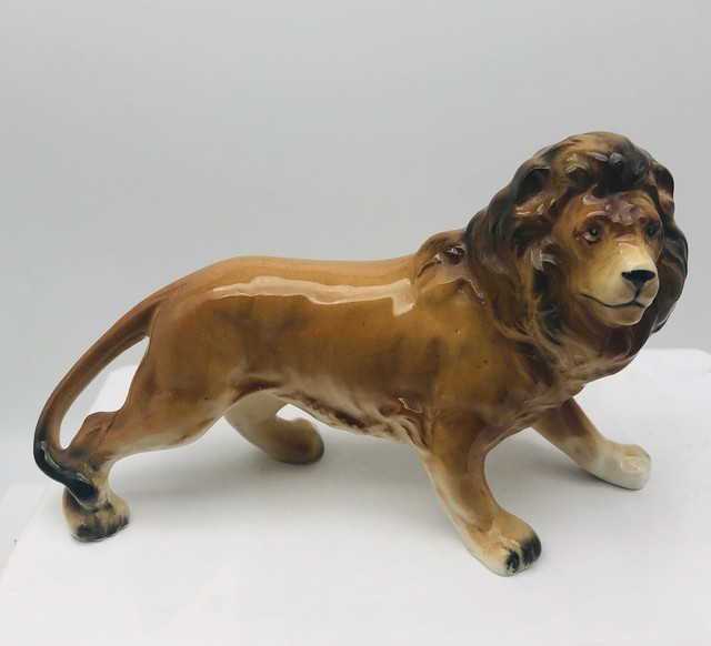 6” Shiny Ceramic Lion Figurine eBay