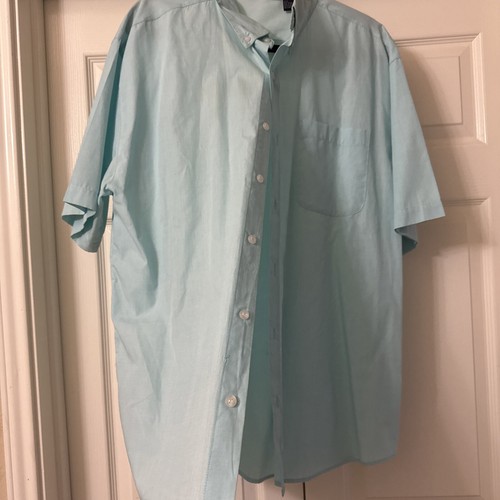Austin Reed Long Blue Ocean Button Up Short Sleeve Mens Shirt Sz Large - Picture 3 of 4