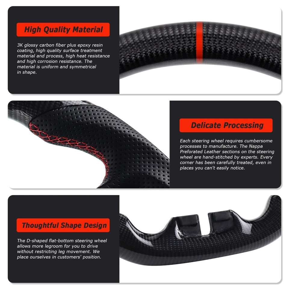 Volante de fibra de carbono real suelto para Jeep Wrangler JK/JKU RUBICON 11-17 Foto 3 de 4