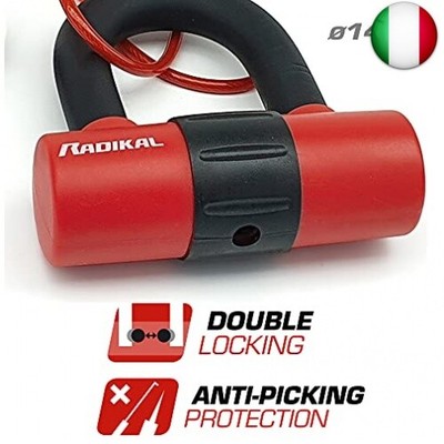 Antifurto Moto Radikal RK72120L - Catena 120cm E Blocca Disco 2 In 1, Con Serratura SEK E Copertura Tessuto Per Vernice - Foto 7