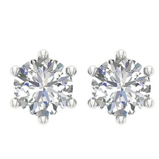SI1 G 0.40 Ct Real Diamond Solitaire Studs Earrings 14K Gold 3.70 mm 6 Prong Set