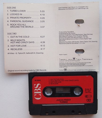 JUDAS PRIEST - TURBO (CBS 4026641) 1986 EUROPE UK CASSETTE TAPE HEAVY METAL - Picture 3 of 3