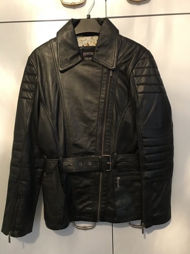 Ladies Black Leather Aviatrix Jacket 