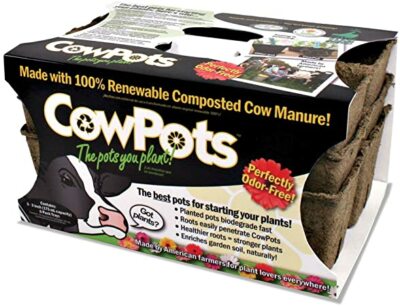 COWPOTS -BIODEGRADABLE PLANTING POTS, 3''ROUND, 3''SQUARE, 3'' 6-CELL &  4'' SQUARE,