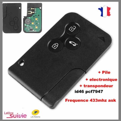 CARTE CLE VIERGE COMPATIBLE RENAULT MEGANE 2 PHAE 1/2 SCENIC 2 PHASE 1/2 CLIO 3 - Photo 1/3