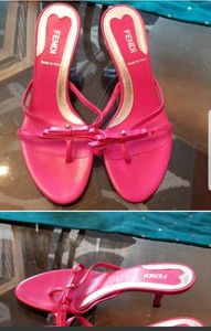 fuchsia kitten heel sandals