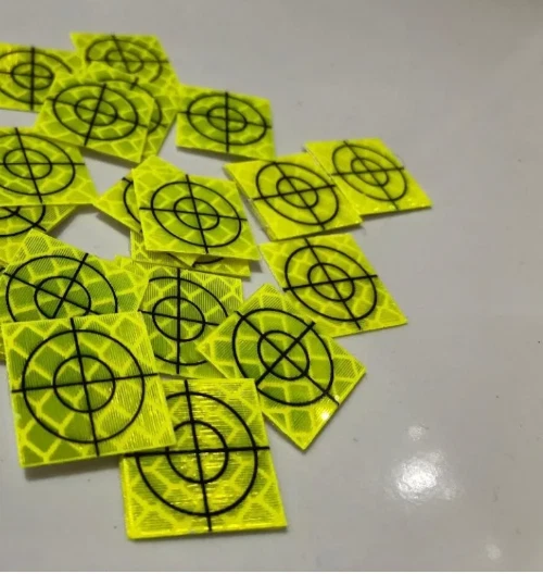 PRECISE Retro Yellow Targets 50x50 mm Adhesive For Total Stations EDM. Pack of 10