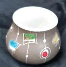 Denby Cheviot range vase designed Glynn Colledge, grey matt geometric patterns.