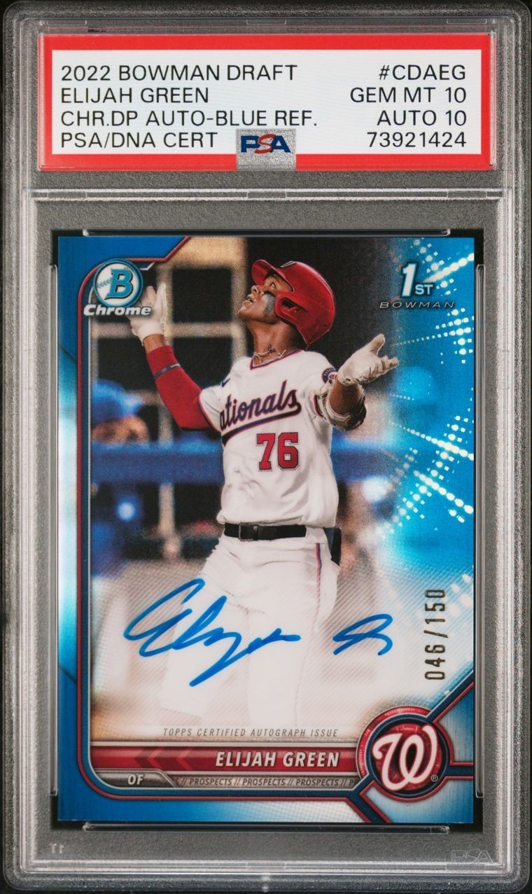 Elijah Green 2022 Bowman Draft Chrome 1st True Blue Auto /150 PSA 10 Nationals