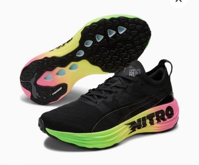 PUMA ForeverRun NITRO Men's Running Shoes Black Green Pink Yellow Lightweight 