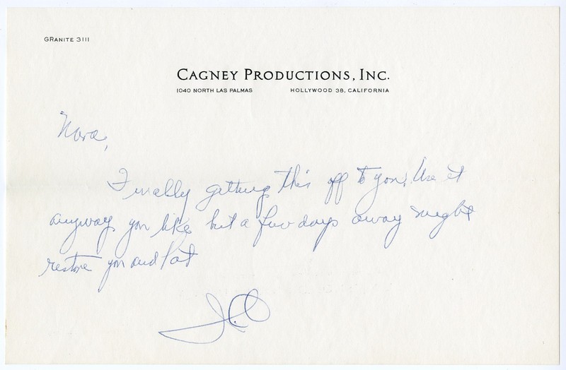 James Cagney Pair of Handwritten Notes One Signed + Handwritten Envelopes