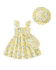 Vibebox Baby Girl Dresses 3-6 Months Ruffle Months, Light Yellow 