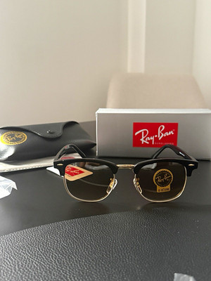 Ray-Ban Clubmaster RB3016 Herren Sonnenbrille Halbrand Schwarz/Gold Grün UV400