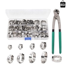 Single Ear Hose Clamps Oetiker 92Pcs 6.0mm-22.6mm Crimp Pipe Assortment Kit