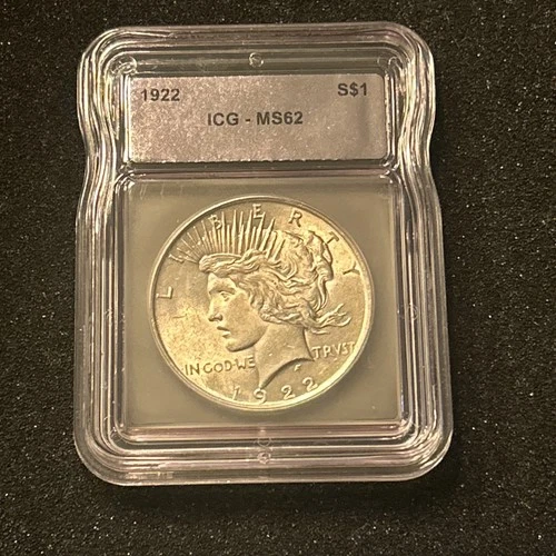 1922 Silver Peace Dollar ICG Certified MS62 Slab