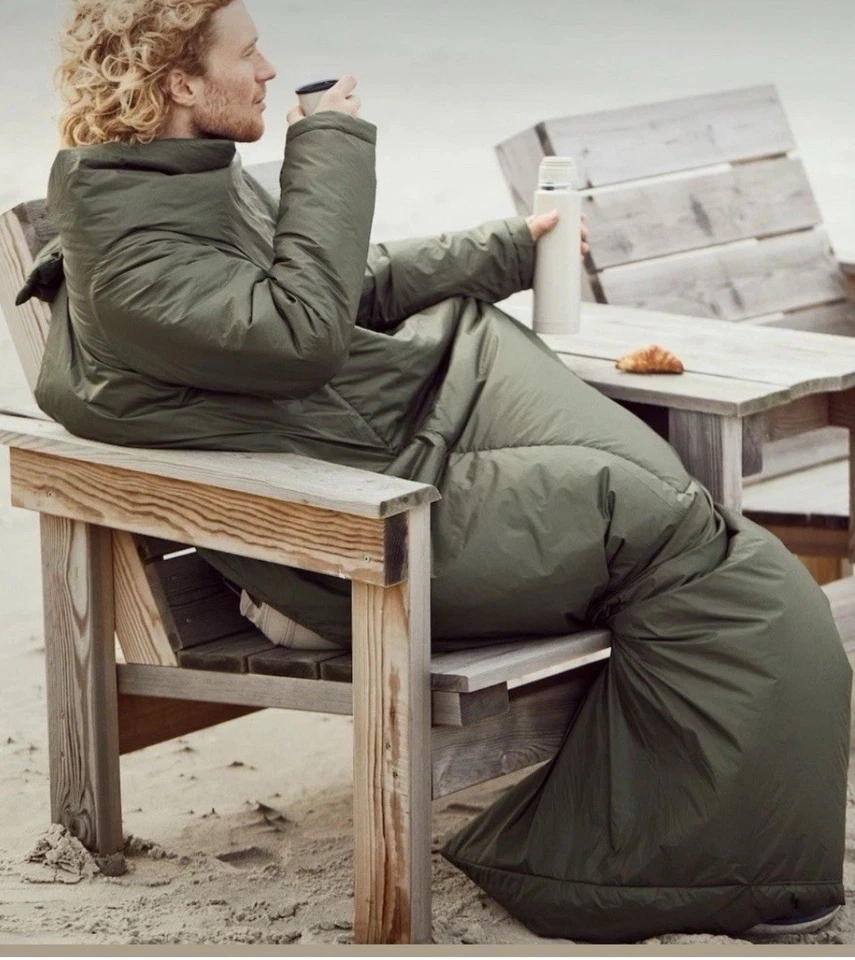 IKEA Faltmal Green Wearable Quilted Blanket Pillow Long Sleeve 72 X 47 Camp EUC - Image 2 of 4