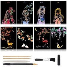 Scratch Art Paper, Rainbow Night View Medium, Artistic Girl  Animal