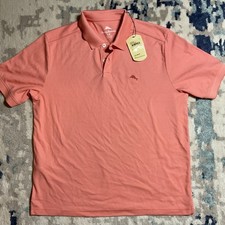 Tommy Bahama Men's Polo Shirt Shell Rossa L Short Sleeve Button Embroidered