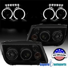 Fits 1999-2005 Bora Jetta Mk4 Black Smoke Halo Projector Headlights Led Strip