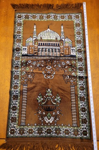 Vintage Muslim Mosque Praying Rug 46"x24" Bright Colors