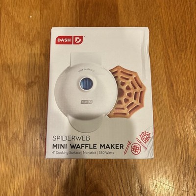DASH Electric Spider Web White 4  Mini Waffle Maker Non Stick NEW Halloween