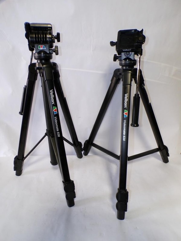 *Lot of 2* Velbon Videomate 638 Tripod 3-Way Pan/Tilted Head 67" (V5440)