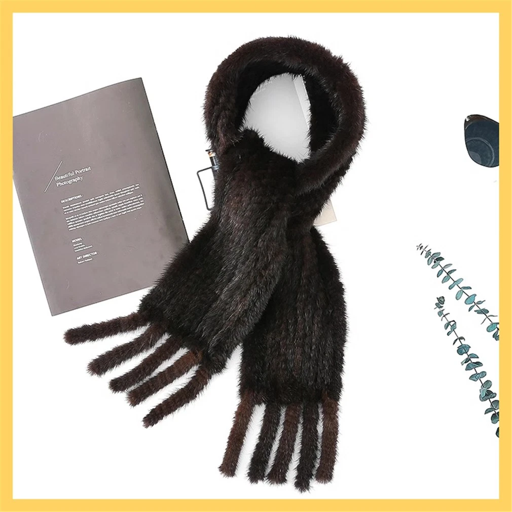Men's Real Mink Fur Scarf Thicken Winter Warm Neck Wrap Collar Size 150x13cm