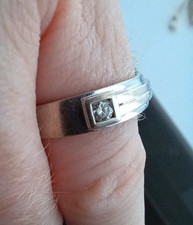 18ct White Gold Diamond Ring 0.085ct Band UK Size O 3.15g