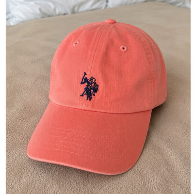 US Polo Assn. Coral Adjustable Baseball Cap Embroidered Logo Women's Hat