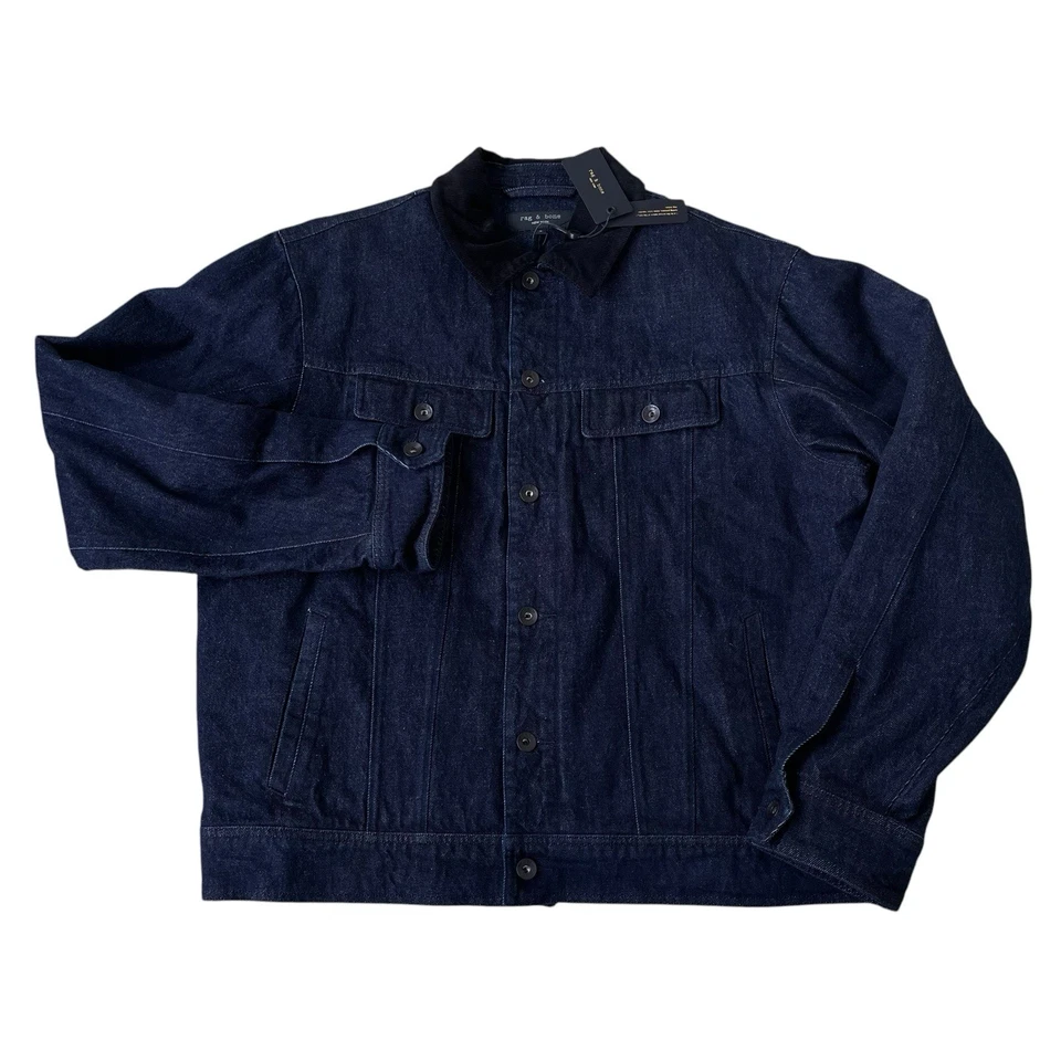 Rag & Bone Men's Eli Lined Denim Trucker Jacket Indigo Size Large $495 - Image 2 of 4