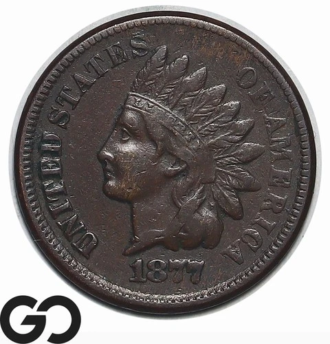 1877 Indian Head Cent Penny, Avidly Pursued Choice XF Low Mintage Key Date!