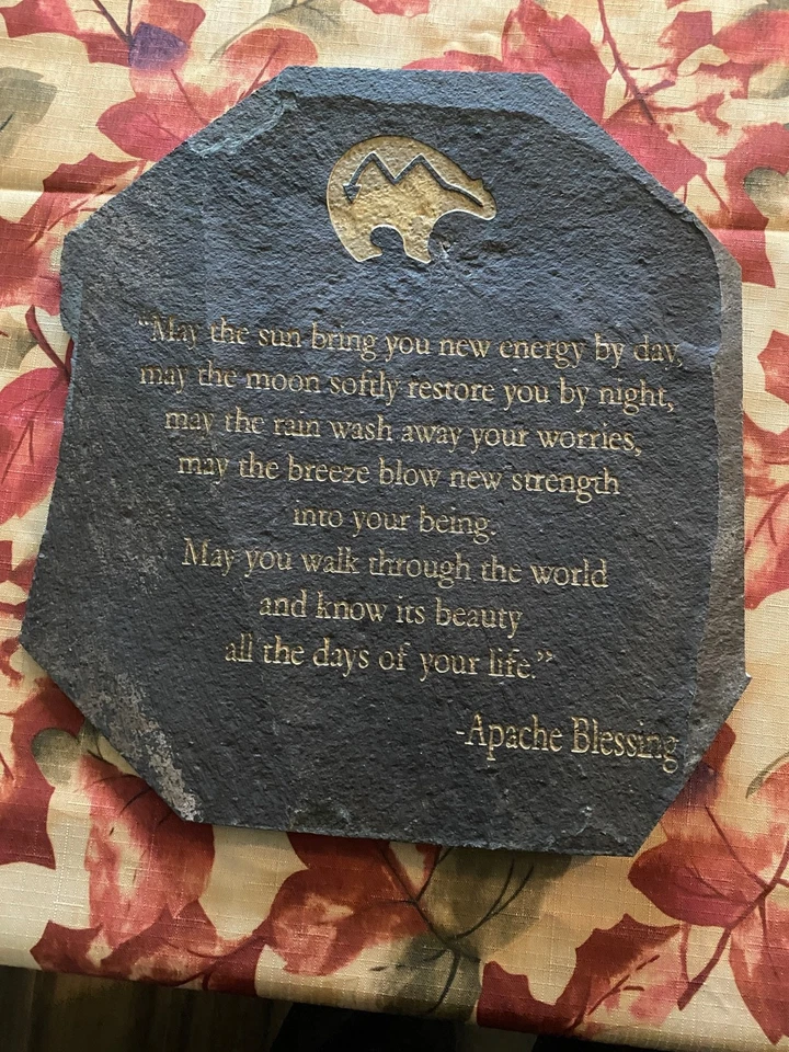 Vintage Real Stone Plaque Featuring an “Apache Blessing" This real stone - Image 2 of 4