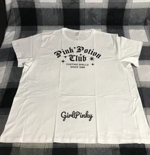 VS PINK CAMPUS HALLOWEEN TEE WHITE WITH PINK POTION CLUB LOGO SIZES XS-2XL