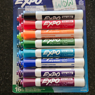 Expo Low Odor Whiteboard Markers, Chisel Tip, Assorted Colors, 16 Pack 1927526A
