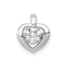 14k White Gold 1/4 Ct Lab Grown Diamond Vibrant Heart Pendant 0.53gm L-0.39 Inch