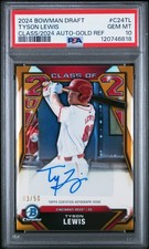 2024 BOWMAN DRAFT CLASS OF 2024 #C24TL TYSON LEWIS - Auto /50 PSA 10 & Base Auto