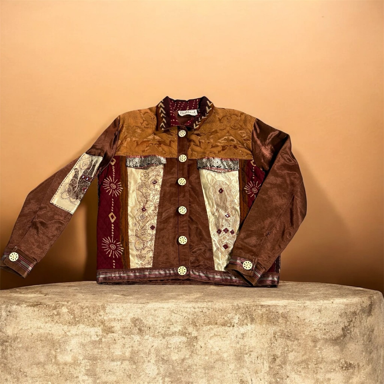 Boho Patchwork Art Jacket Flashback Women Medium … - image 1