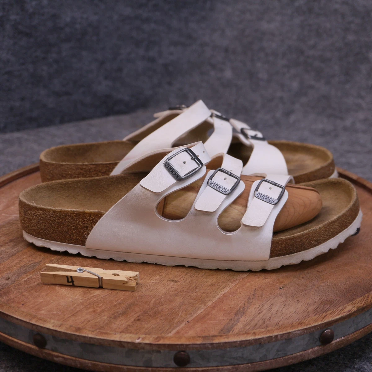 Birkenstock Florida White Birko Flor Slides Sandals Men Size 