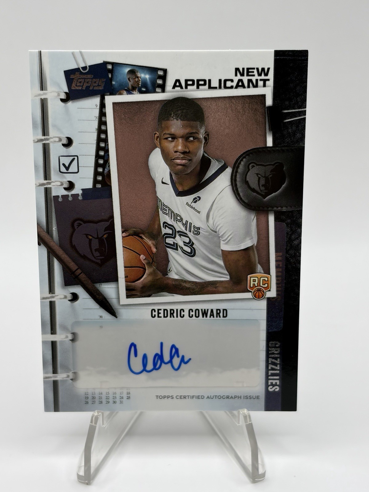 希少 Cedric Coward 直筆サインカード Topps Chrome basketball RC 