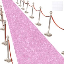 2.6FTx15FT , Aisle Runner for Wedding Ceremony Glitter Pink, Hollywood Carpet
