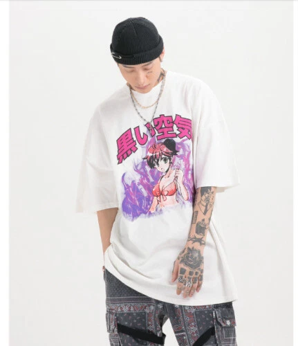 Animal Print Cotton Anime T-Shirts for Men