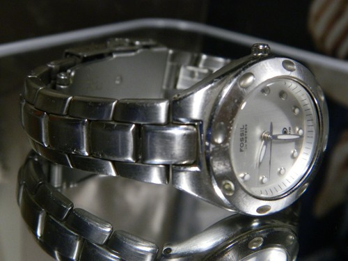 Rare Womens Fossil Blue Silver Dial 100 