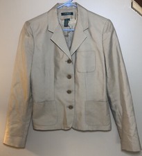 RALPH LAUREN Women's Size 4 Tan BLAZER Cotton Silk Jacket Office Professional