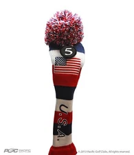 USA Majek #5 Hybrid Golf Pom Pom Knit Rescue Utility Club Headcover Classic Look