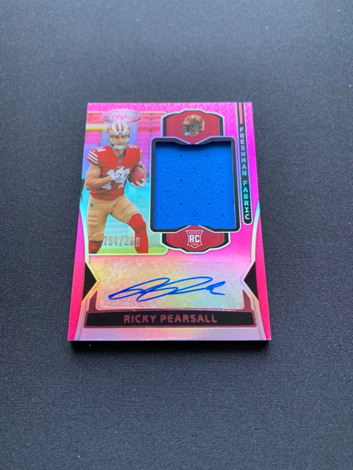2024 Certified Freshman Fabric Ricky Pearsall Rookie Patch Auto RPA RC Pink /260