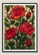 Stained Glass Roses - DIY Chart Counted Cross Stitch Patterns Needleworks DMC