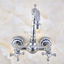Chrome Swivel Spout Wall Mounted Bathroom Kitchen Sink Faucet Mixer Basin Tap