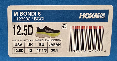 Hoka One One Bondi 8 Men's Running Shoes Black/Citrus Glow Size 12.5 D 1123202 - Picture 14 of 14