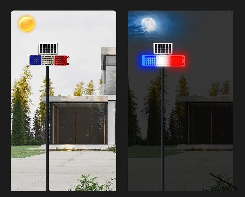 1x Solar LED Strobe Warnung Hell Weißes Rot Blau Für Baustellen Post - Bild 2 von 4